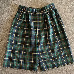 Vintage Ambitions plaid Bermuda shorts.